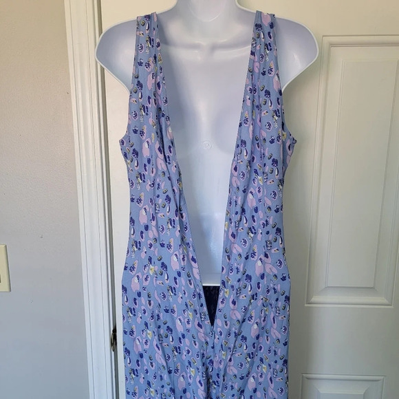 NWT YAS Y.A.S Blue Purple Cropped Jumpsuit Wide Leg Knot Front Zip Back Size 4 - Picture 8 of 14